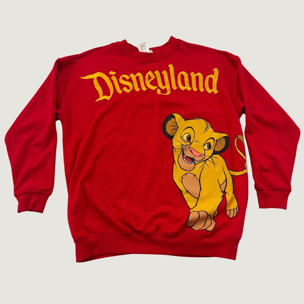Disneyland Lion King Simba Nala Sweatshirt Adult Medium Red Embroidered Crewneck